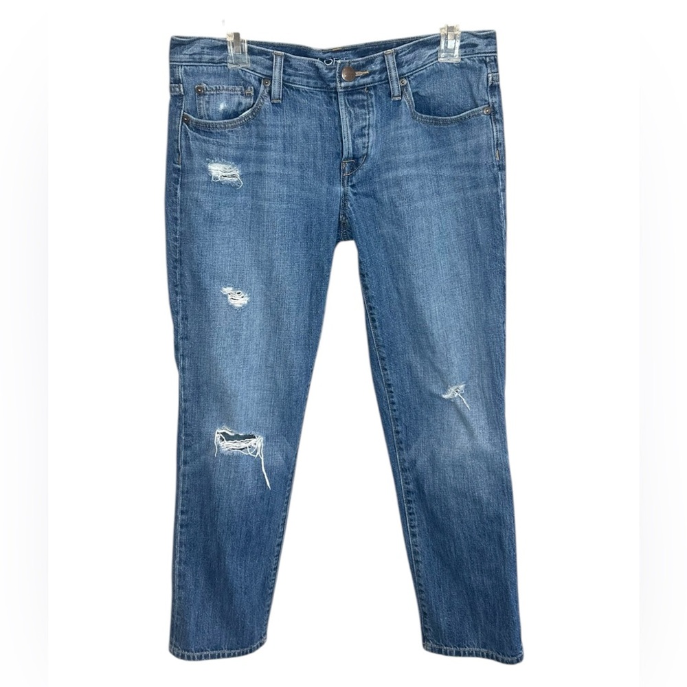 LOFT Boyfriend Jeans Distressed Medium Wash Button Fly Size 27 4